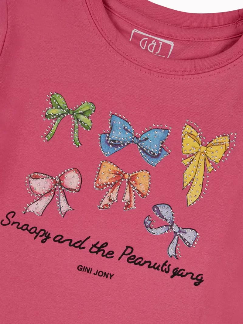 Gini And Jony Girls Pink Graphic Print Cotton Knits Top Half Sleeves 9-10 Years