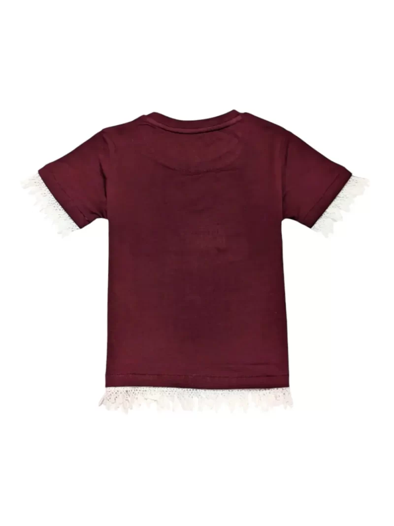Gini And Jony Girls Maroon Graphic Print Cotton Knits Top Half Sleeves 9-10 Years