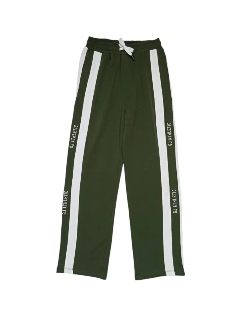 Gini And Jony Boys Green Stripes Cotton Track Pant Elasticated