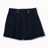 Gini And Jony Girls Navy Blue Solid Cotton Skort Elasticated
