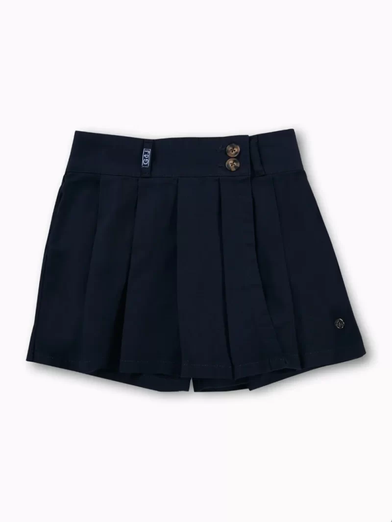Gini And Jony Girls Navy Blue Solid Cotton Skort Elasticated