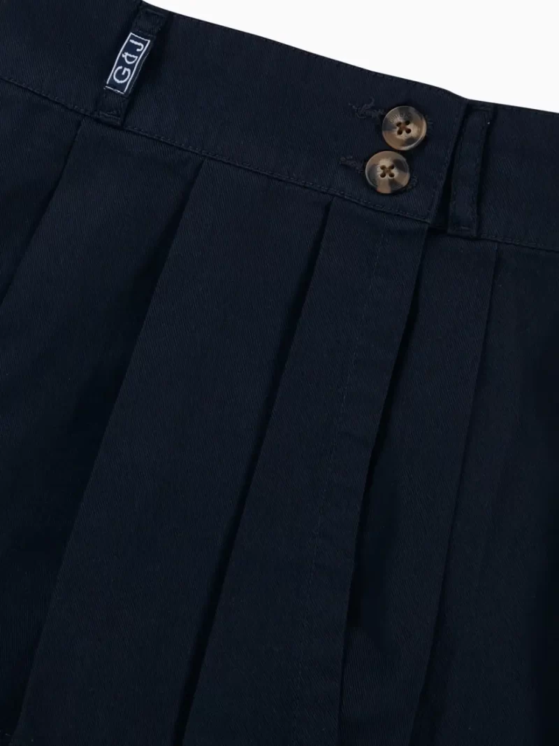 Gini And Jony Girls Navy Blue Solid Cotton Skort Elasticated