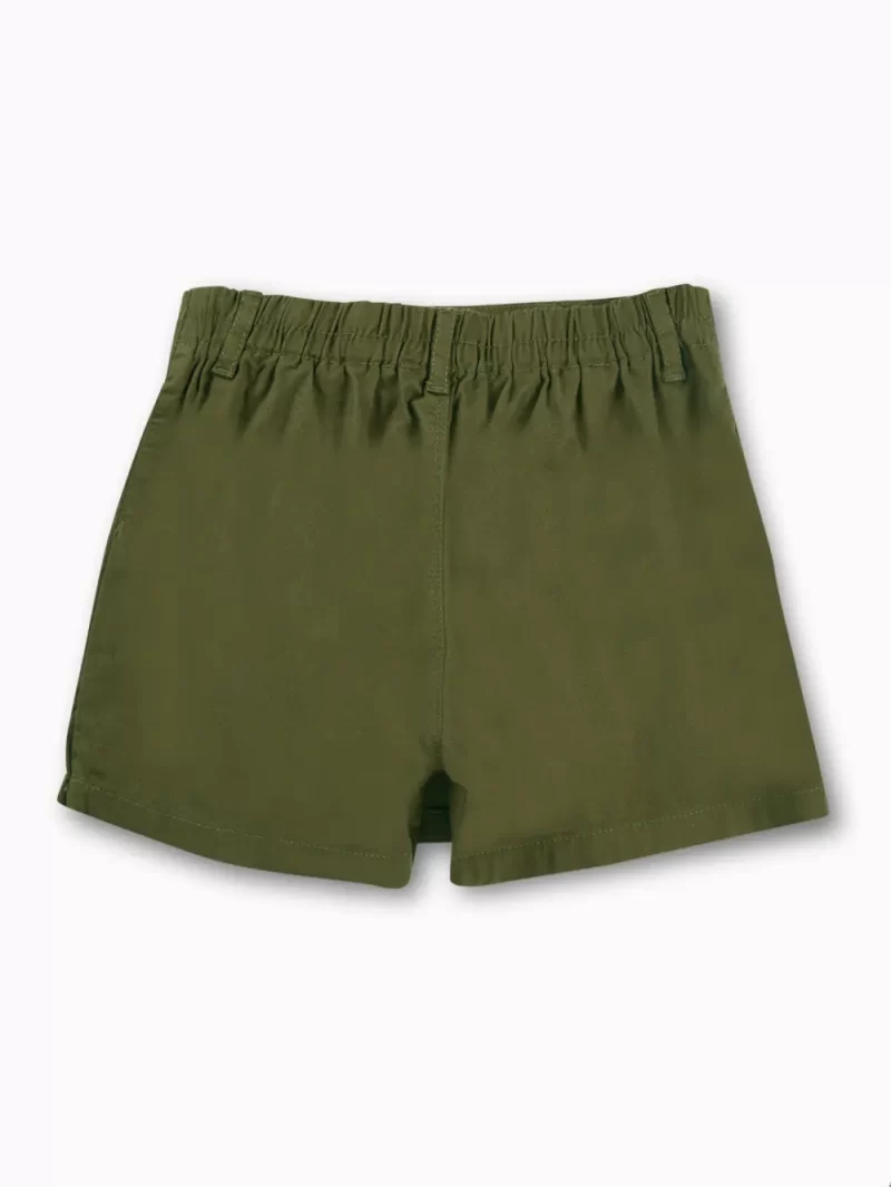 Gini And Jony Girls Olive Solid Cotton Skort Elasticated
