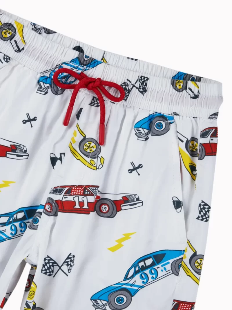 Gini And Jony Boys White Conversational Print Cotton Co-Ordinate Half Sleeves