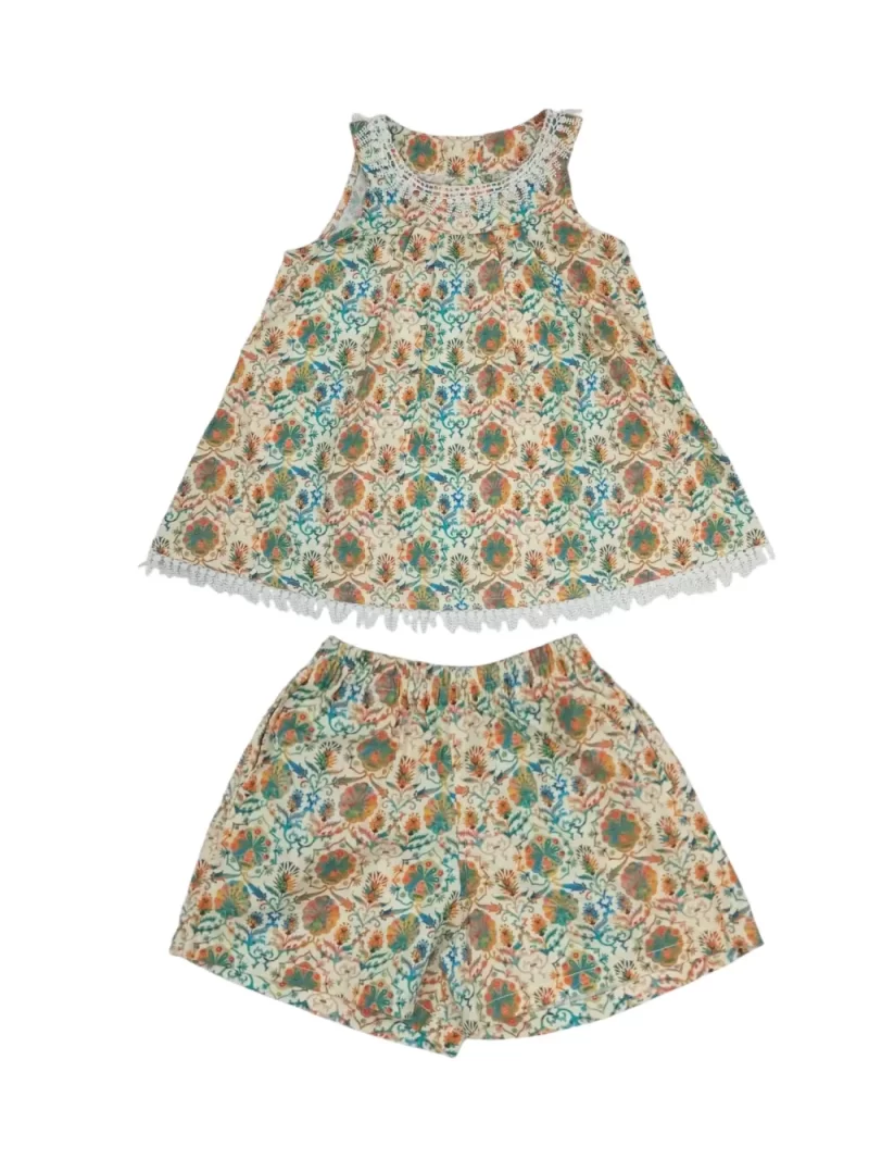 Gini And Jony Girls Multi Color Floral Print Cotton Co Ordinate 9-10 Years