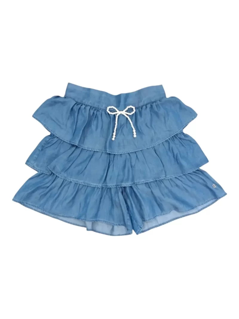 Gini And Jony Girls Blue Solid Denim Skorts Elasticated