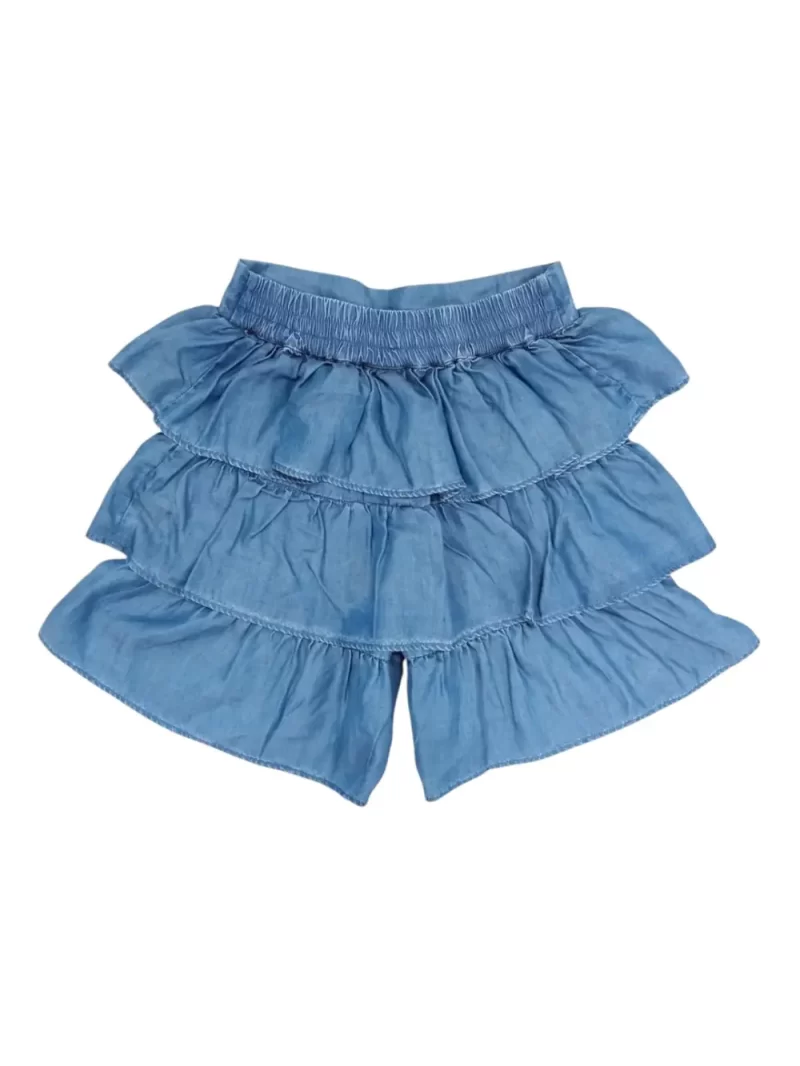 Gini And Jony Girls Blue Solid Denim Skorts Elasticated