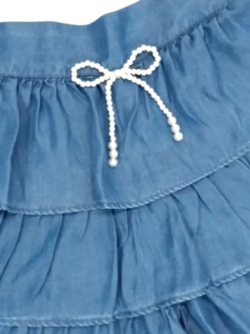 Gini And Jony Girls Blue Solid Denim Skorts Elasticated