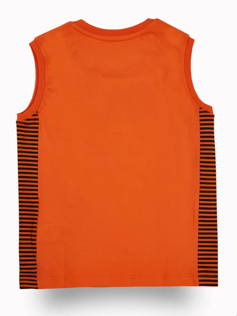 Gini And Jony Boys Orange Typographic Print Cotton Sando Sleeveless