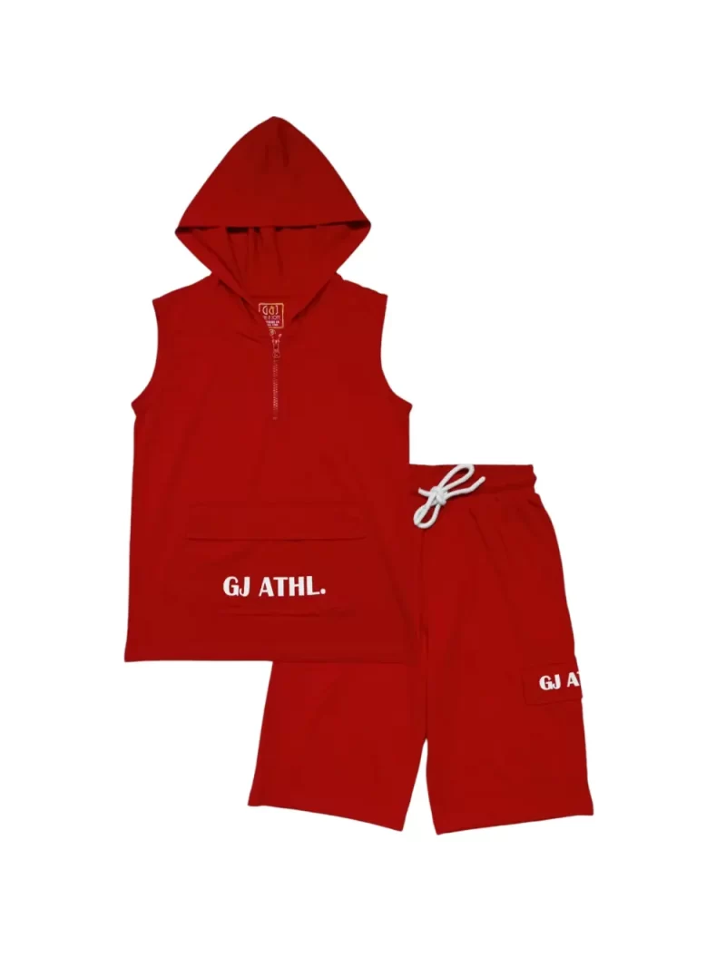 Gini And Jony Boys Red Typographic Print Cotton Co-Ordinate Sleeveless