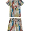 Gini And Jony Boys Off White Abstract Print Cotton Co-Ordinate Half Sleeves