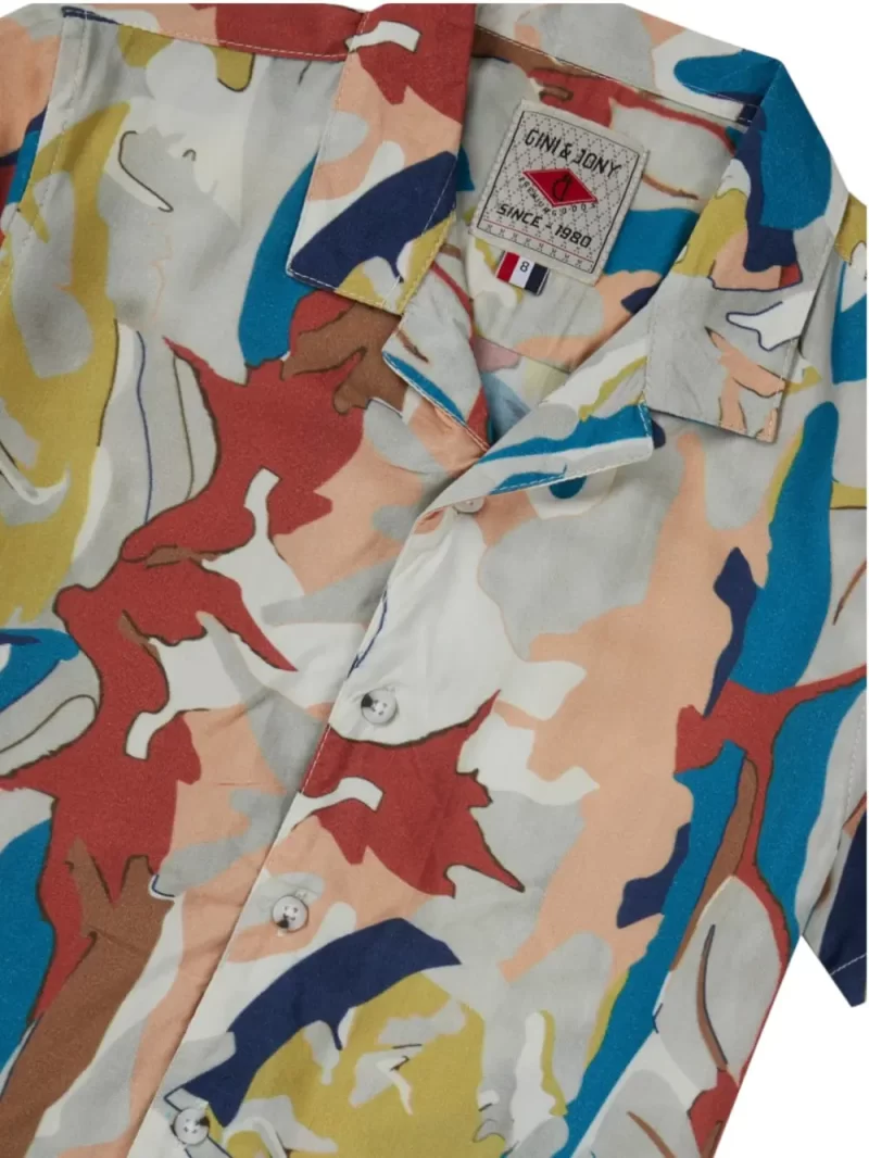 Gini And Jony Boys Off White Abstract Print Cotton Co-Ordinate Half Sleeves