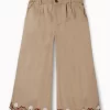 Gini And Jony Girls Khaki Applique Cotton Culottes Elasticated