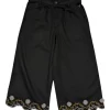 Gini And Jony Girls Black Embroidery Cotton Culottes Elasticated