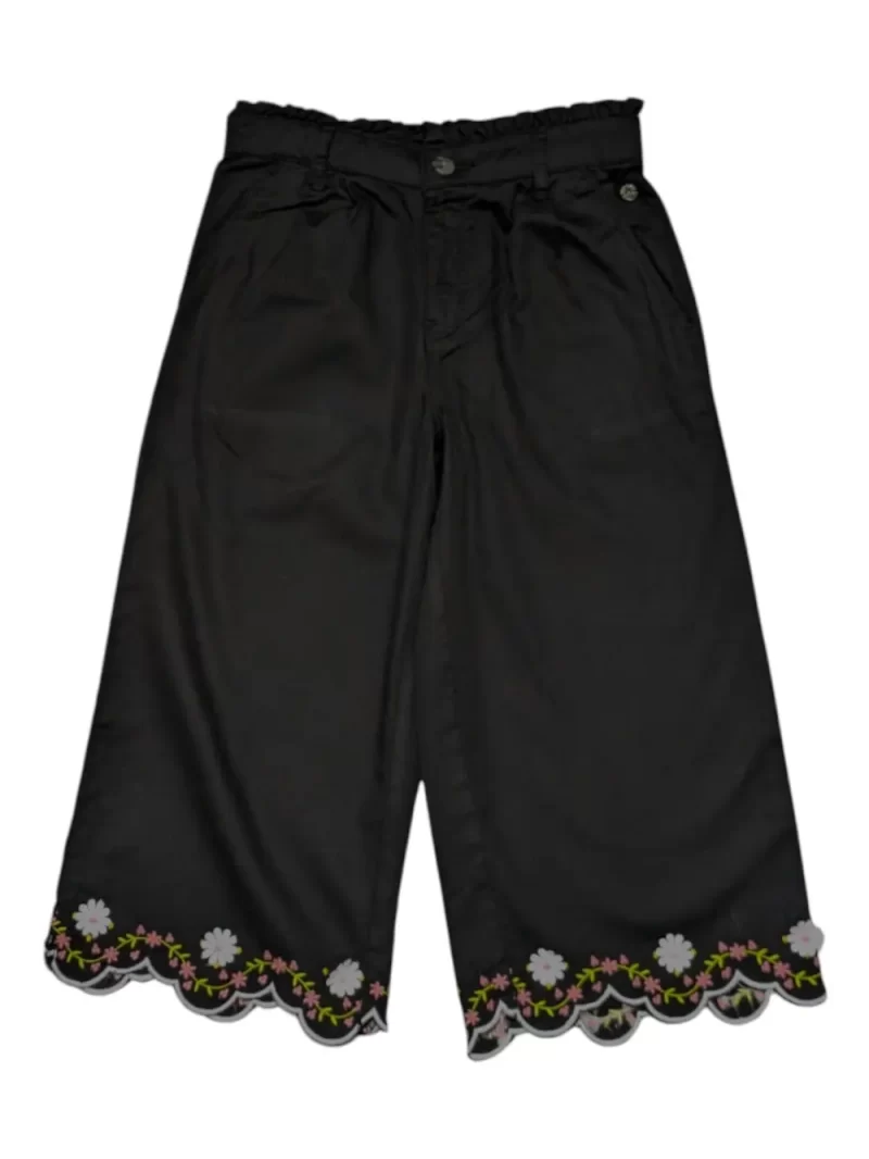 Gini And Jony Girls Black Embroidery Cotton Culottes Elasticated