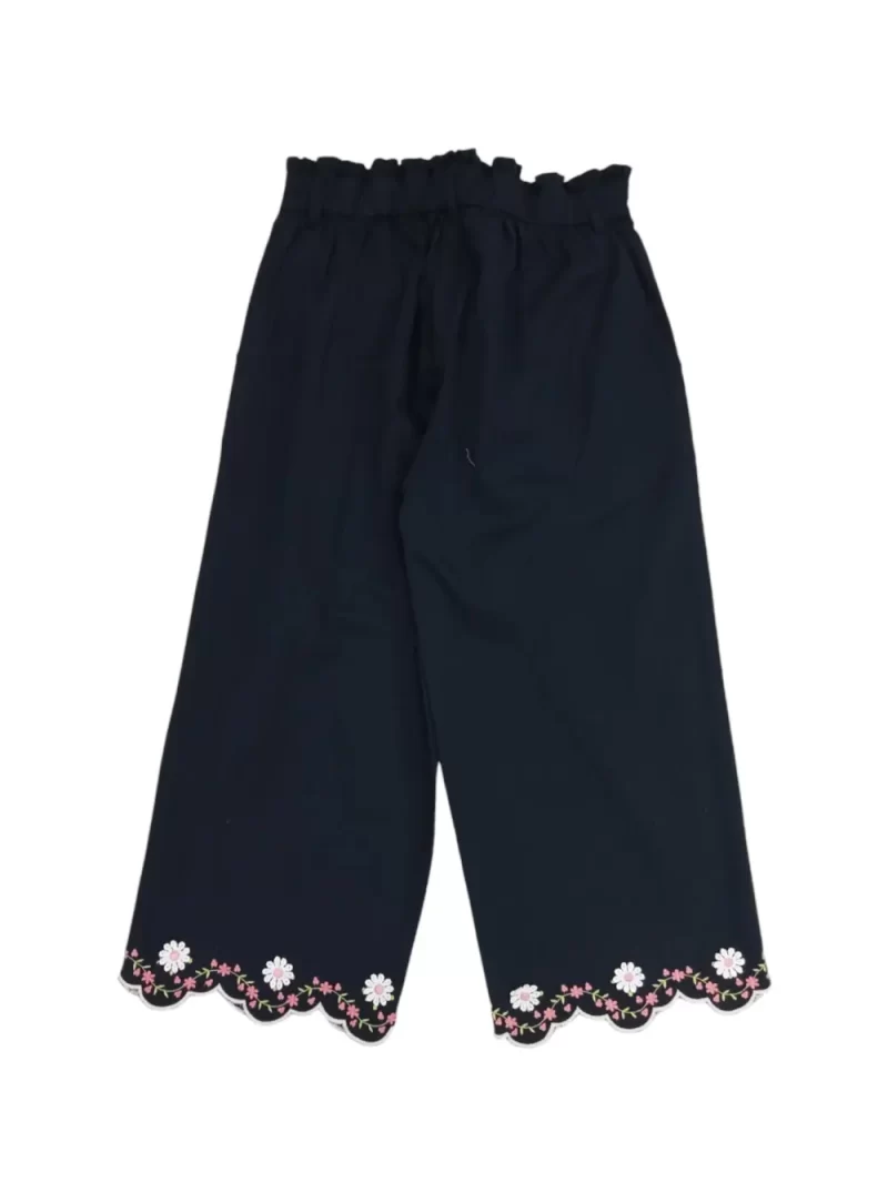 Gini And Jony Girls Navy Embroidery Cotton Culottes Elasticated