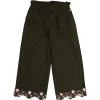 Gini And Jony Girls Olive Embroidery Cotton Culottes Elasticated