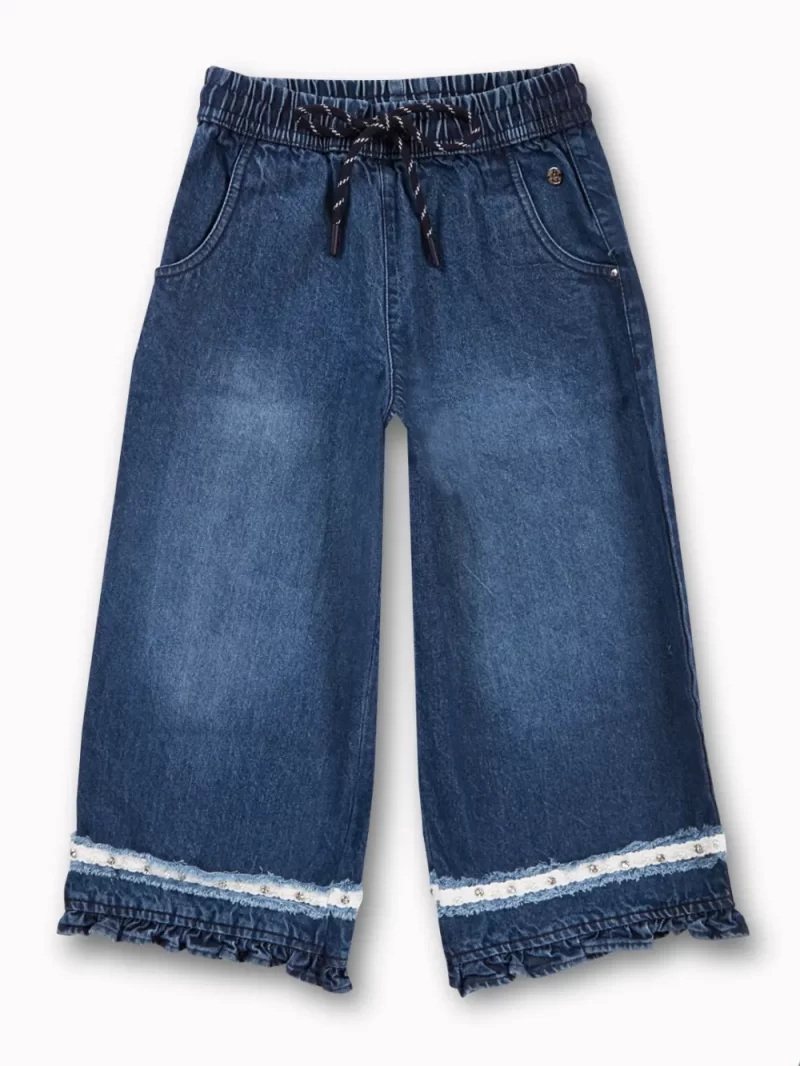 Gini And Jony Girls Blue Washed Denim Culottes Elasticated