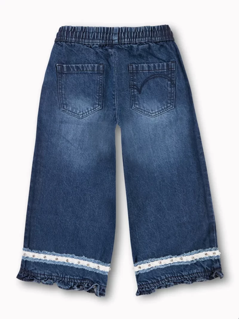Gini And Jony Girls Blue Washed Denim Culottes Elasticated