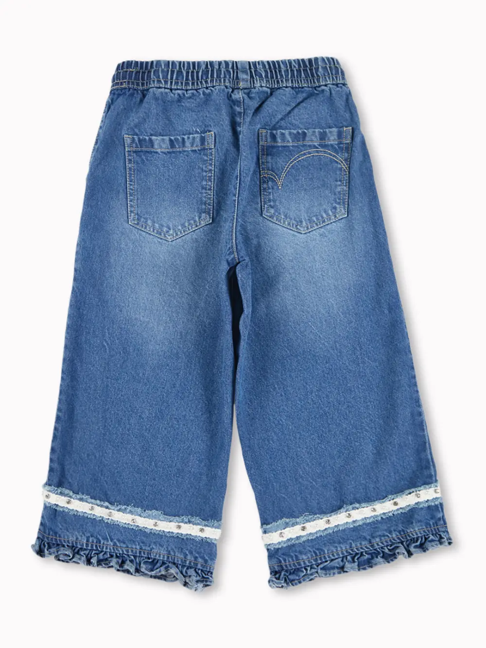 Gini And Jony Girls Blue Washed Denim Culottes Elasticated