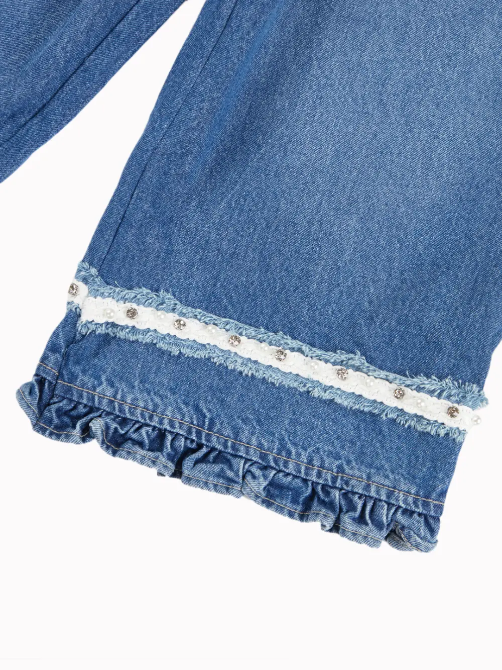 Gini And Jony Girls Blue Washed Denim Culottes Elasticated