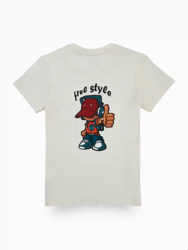 Gini And Jony Boys Off White Graphic Print Cotton T-Shirt Half Sleeves