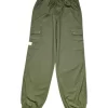 Gini And Jony Boys Olive Solid Cotton Trouser Elasticated