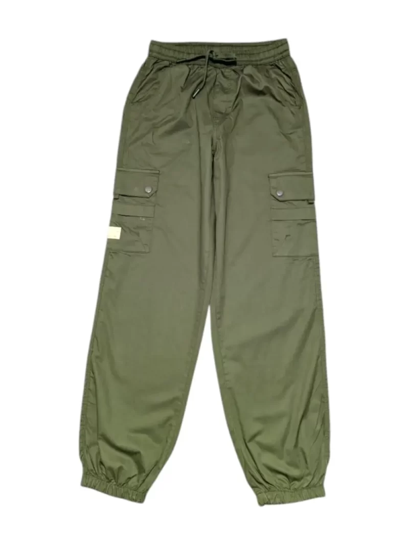Gini And Jony Boys Olive Solid Cotton Trouser Elasticated