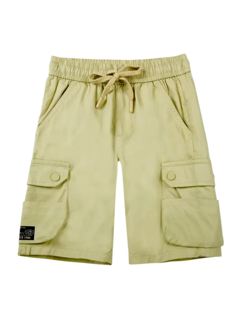 Gini And Jony Boys Beige Solid Cotton Bermuda Elasticated