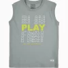 Gini And Jony Boys Grey Typographic Print Cotton Sando Sleeveless