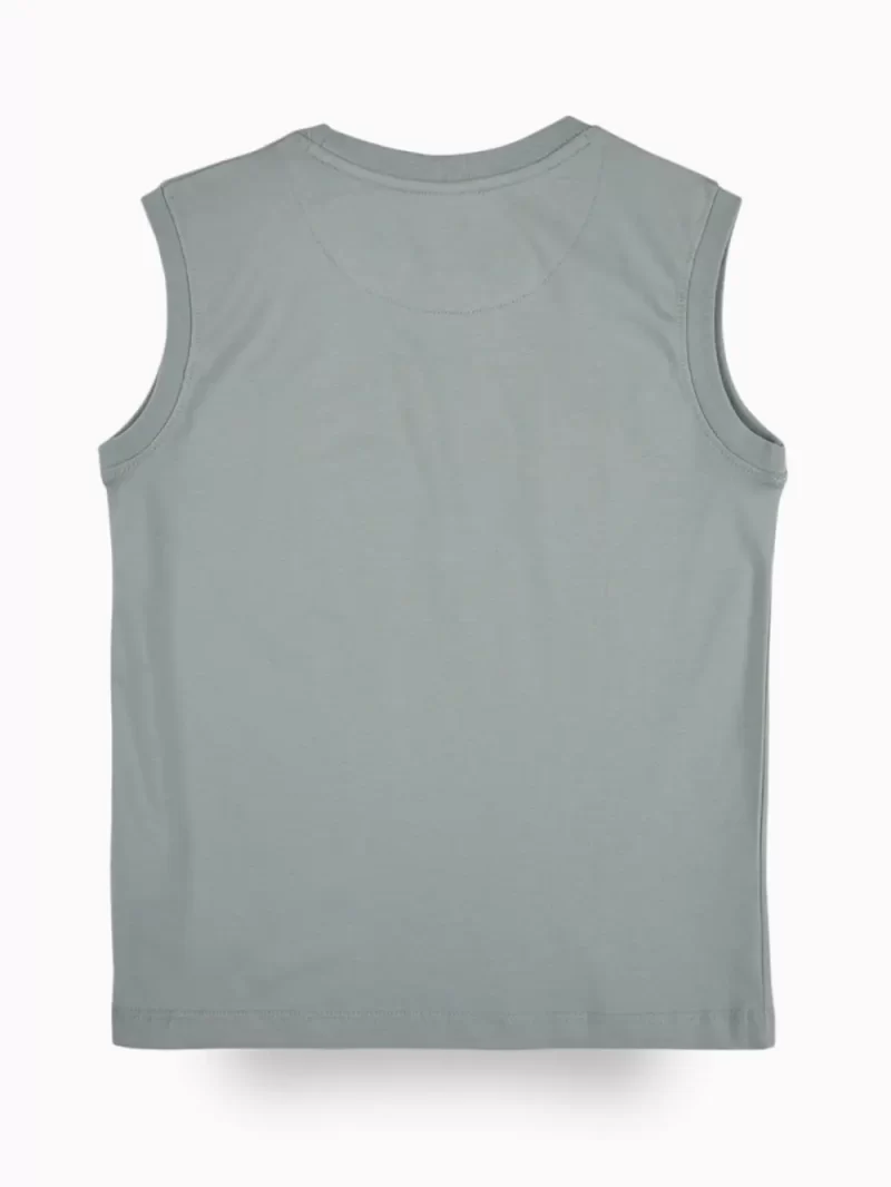 Gini And Jony Boys Grey Typographic Print Cotton Sando Sleeveless