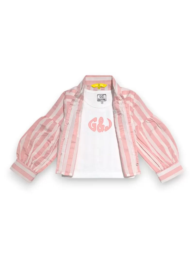 Gini And Jony Girls Pink Typographic Print Cotton Woven Top Cap Sleeves 9-10 Years