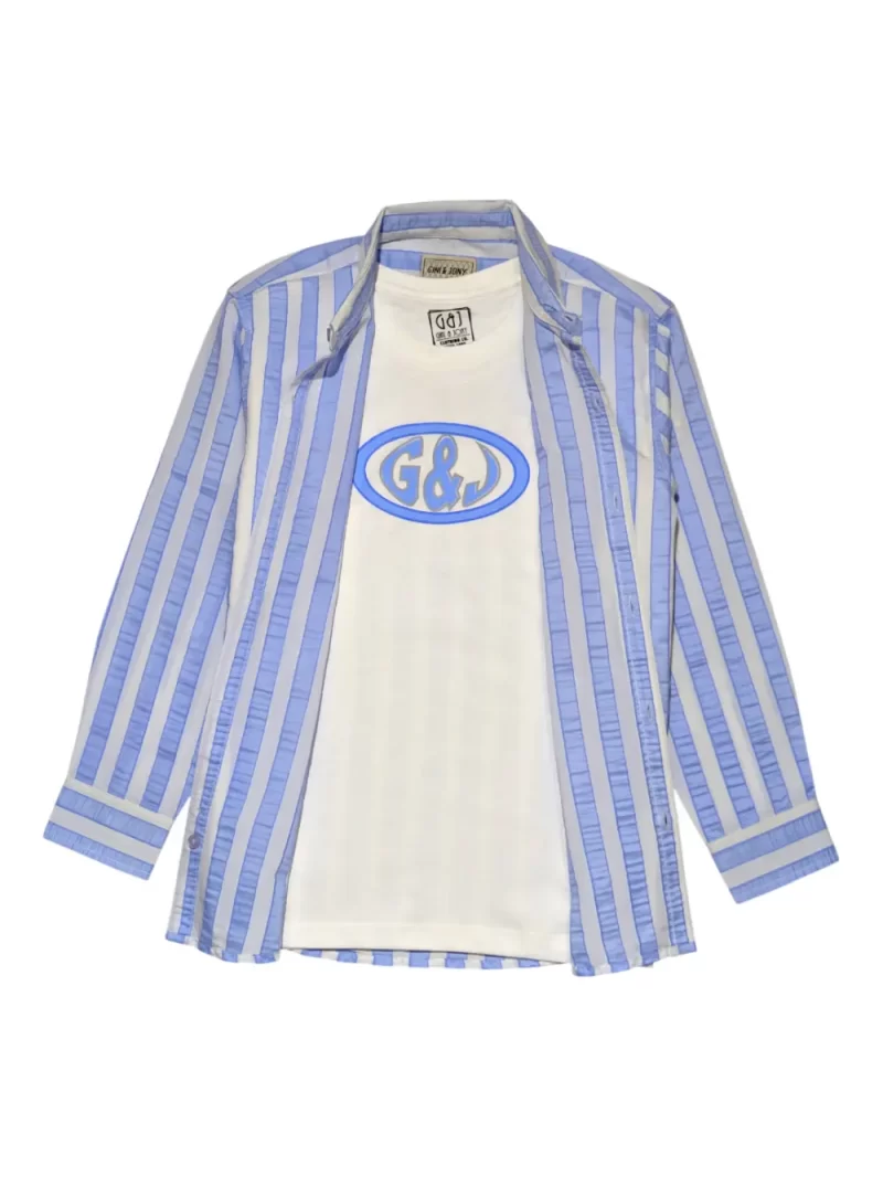 Gini And Jony Boys Blue Stripes Cotton Shirt Full Sleeves