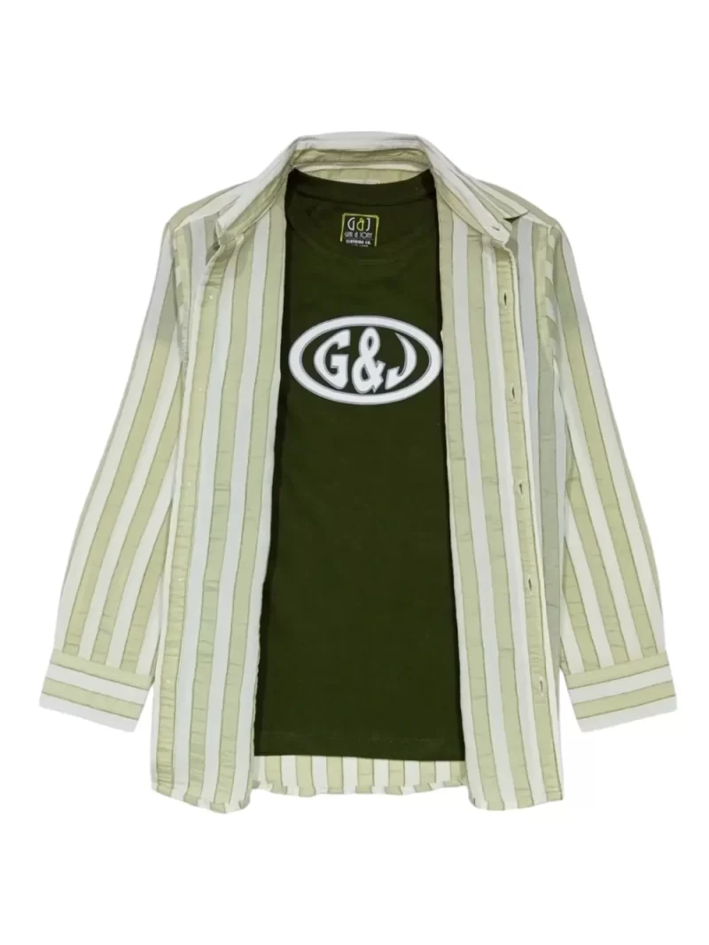 Gini And Jony Boys Green Stripes Cotton Shirt Full Sleeves