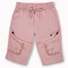 Gini And Jony Girls Light Pink Embroidery Cotton Pedal Pusher Elasticated