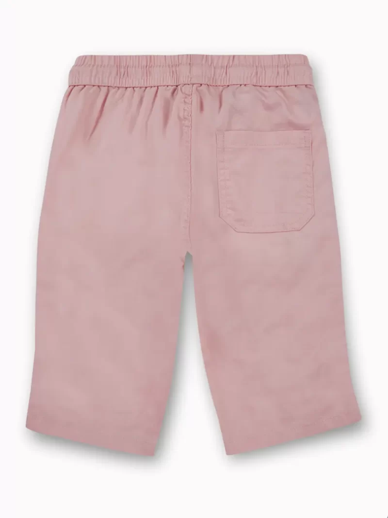 Gini And Jony Girls Light Pink Embroidery Cotton Pedal Pusher Elasticated