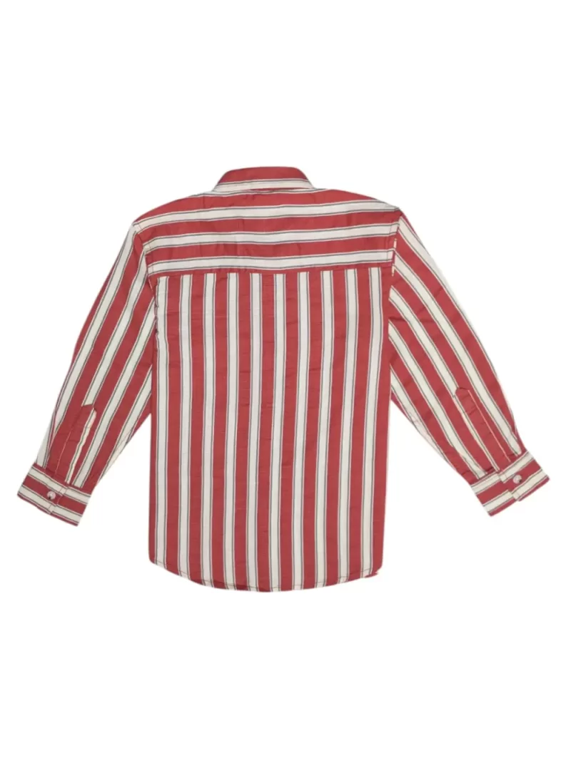 Gini And Jony Boys Red Stripes Cotton Shirt Full Sleeves