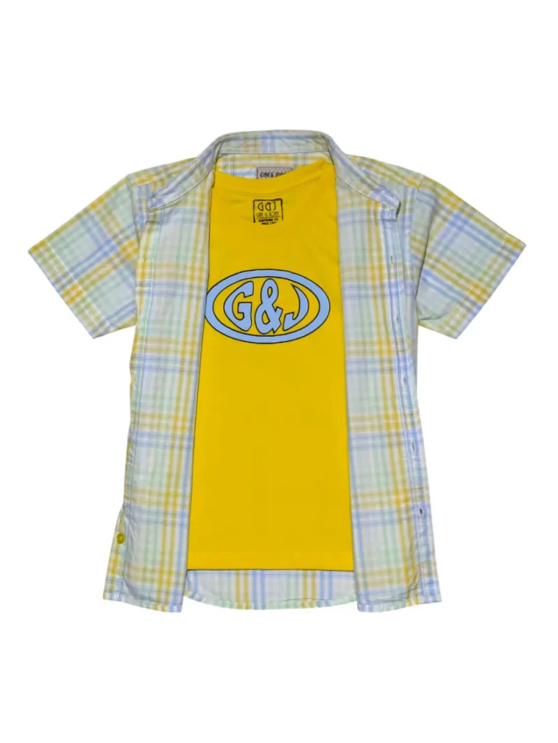Gini And Jony Boys Yellow Checks Cotton Shirt Half Sleeves