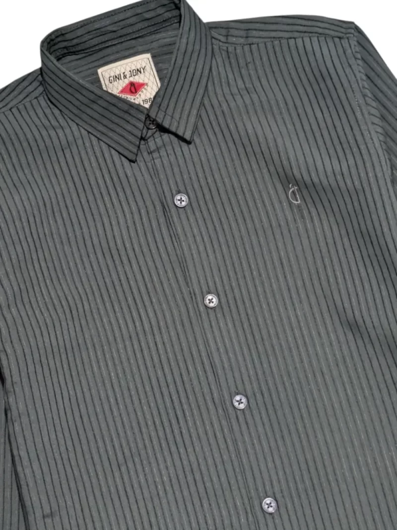 Gini And Jony Boys Green Stripes Cotton Shirt Full Sleeves