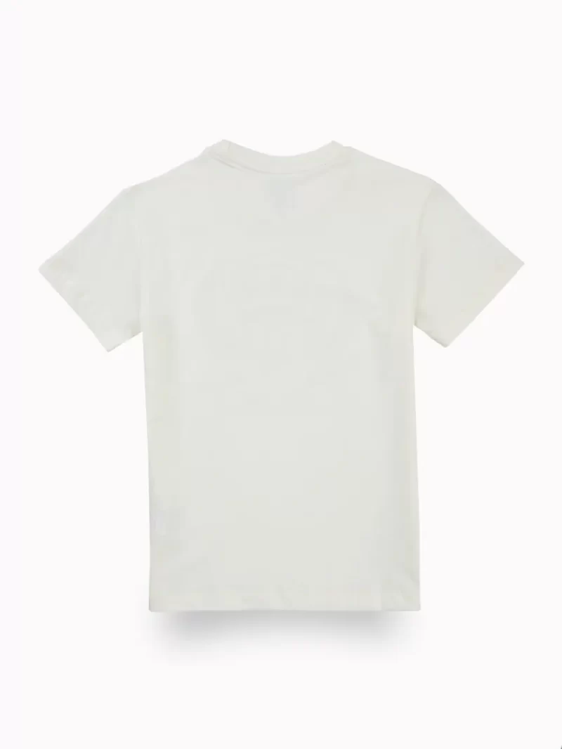 Gini And Jony Boys Off White Metallic Print Cotton T-Shirt Half Sleeves