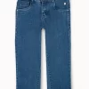 Gini And Jony Girls Blue Solid Denim Capri Fixed Waist