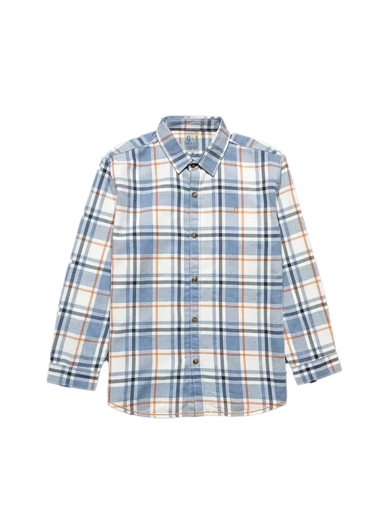 Gini And Jony Boys Blue Checks Cotton Shirt Full Sleeves
