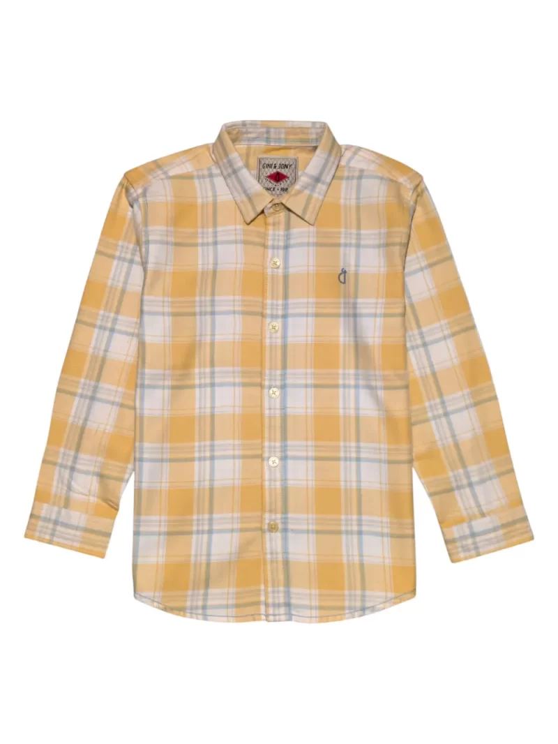 Gini And Jony Boys Yellow Checks Cotton Shirt Full Sleeves