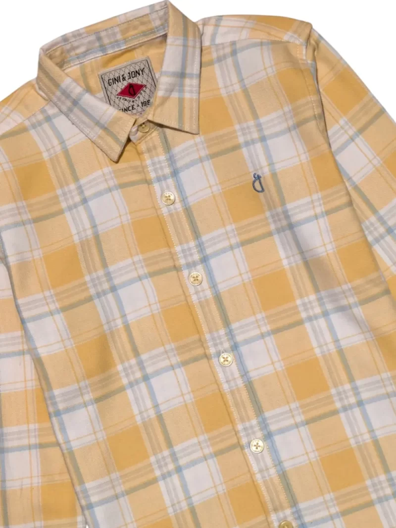Gini And Jony Boys Yellow Checks Cotton Shirt Full Sleeves