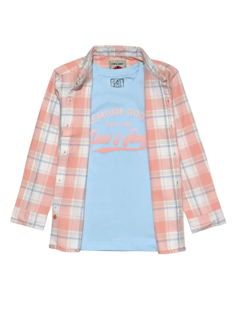 Gini And Jony Boys Pink Checks Cotton Shirt Full Sleeves
