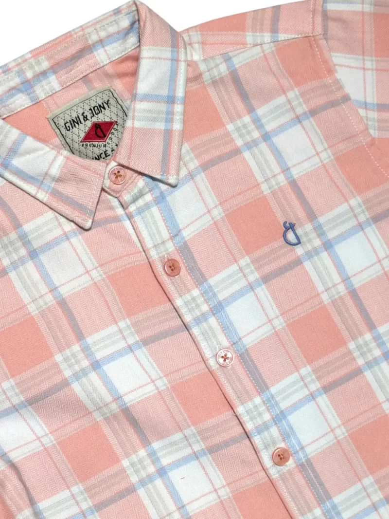 Gini And Jony Boys Pink Checks Cotton Shirt Full Sleeves