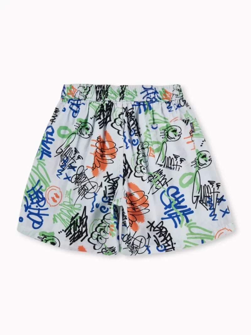 Gini And Jony Boys White Graffiti Print Cotton Boxer Shorts Elasticated