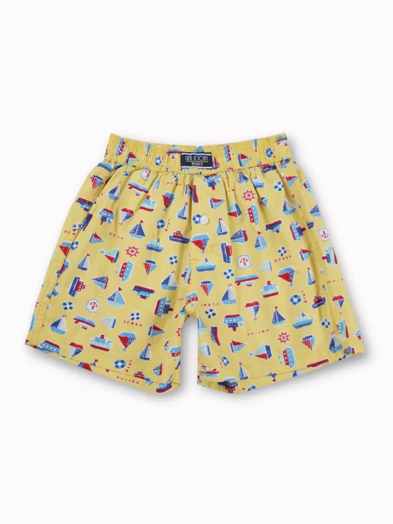 Gini And Jony Boys Yellow Conversational Print Cotton Boxer Shorts Elasticated