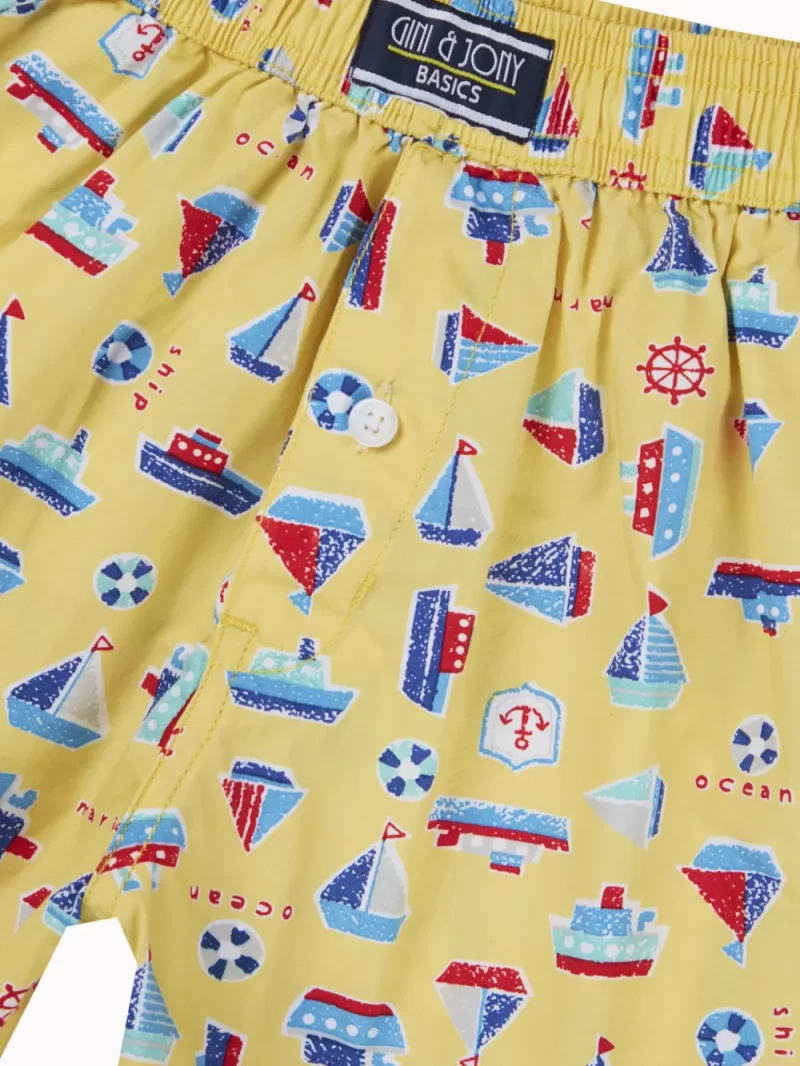 Gini And Jony Boys Yellow Conversational Print Cotton Boxer Shorts Elasticated