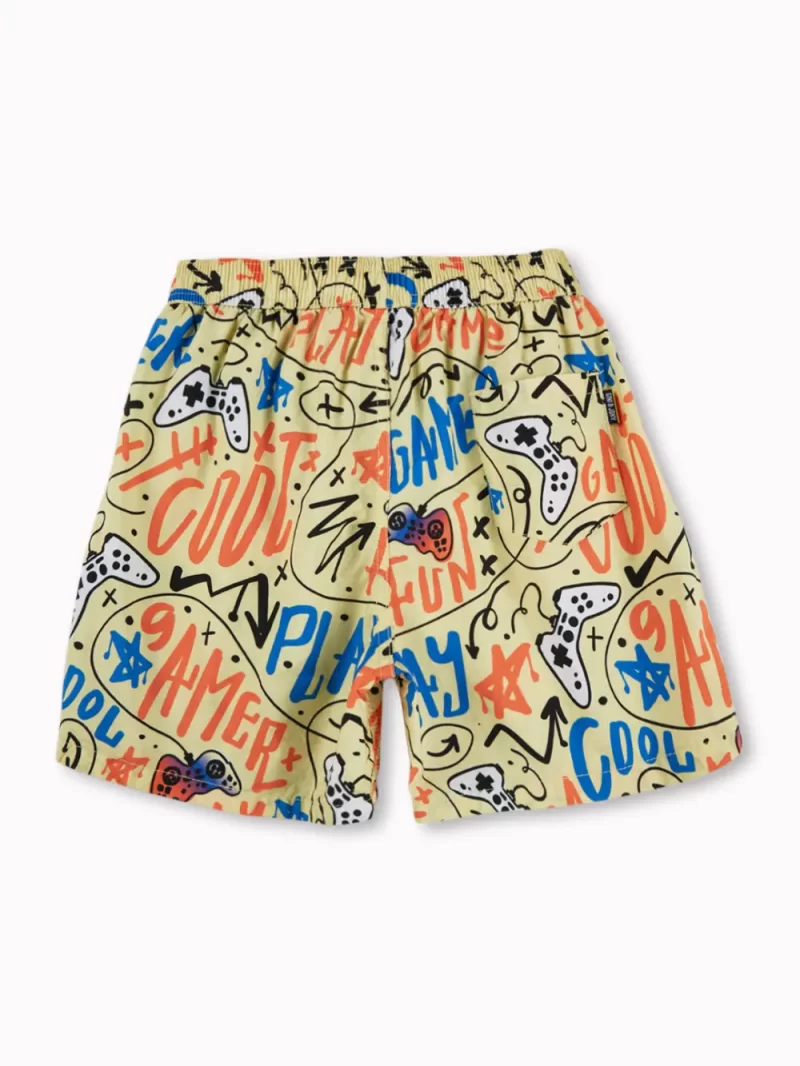 Gini And Jony Boys Yellow Graffiti Print Cotton Boxer Shorts Elasticated